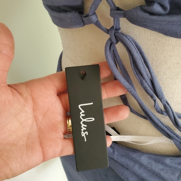 Lulu's "Can't Lose" Blue Cutout Backless String Mini Dress - Picture 10 of 11